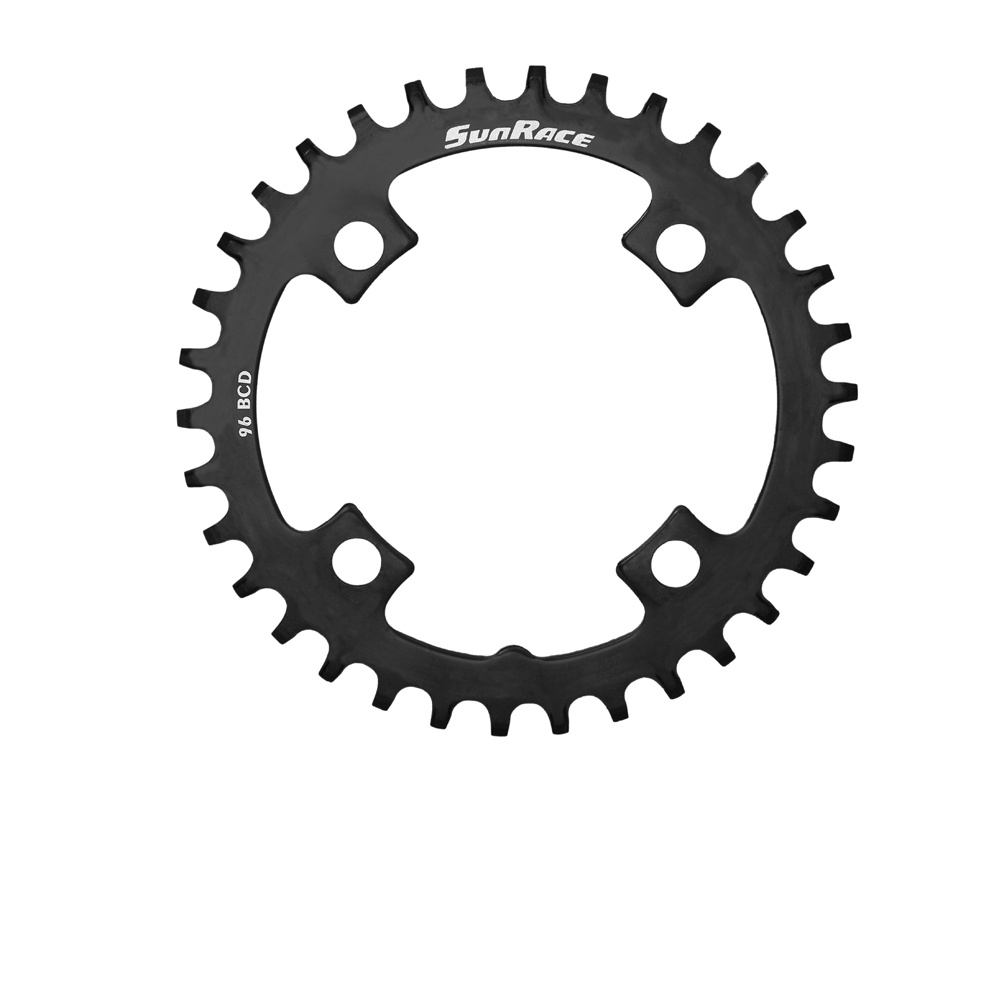 Sunrace CRMS0036 Narrow-Wide Steel Chainring: 36T Black 96 BCD