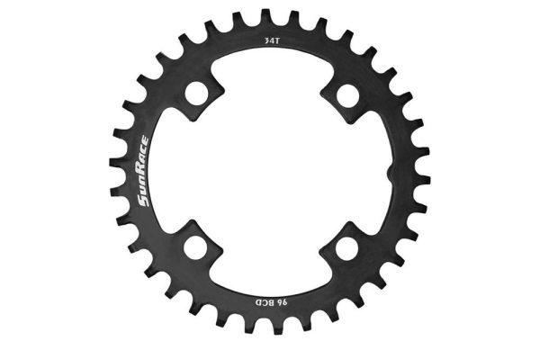 Sunrace CRMS0034 Narrow-Wide Steel Chainring: 34T Black 96 BCD