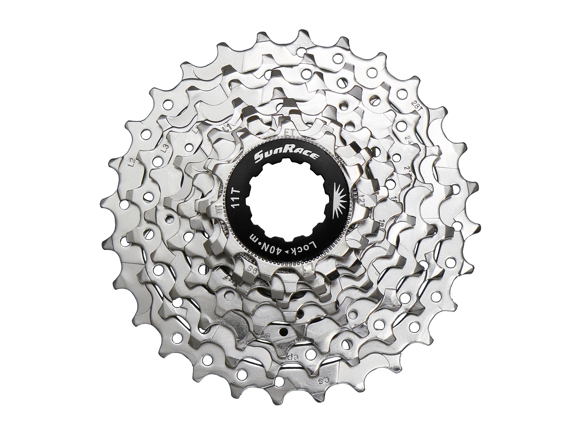 Sunrace 9-Speed 11-28T Cassette: Nickel