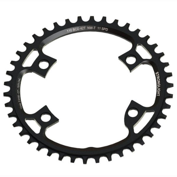 GR11038 Stronglight 38T Black 4-Arm Gravel Chainring: Shimano
