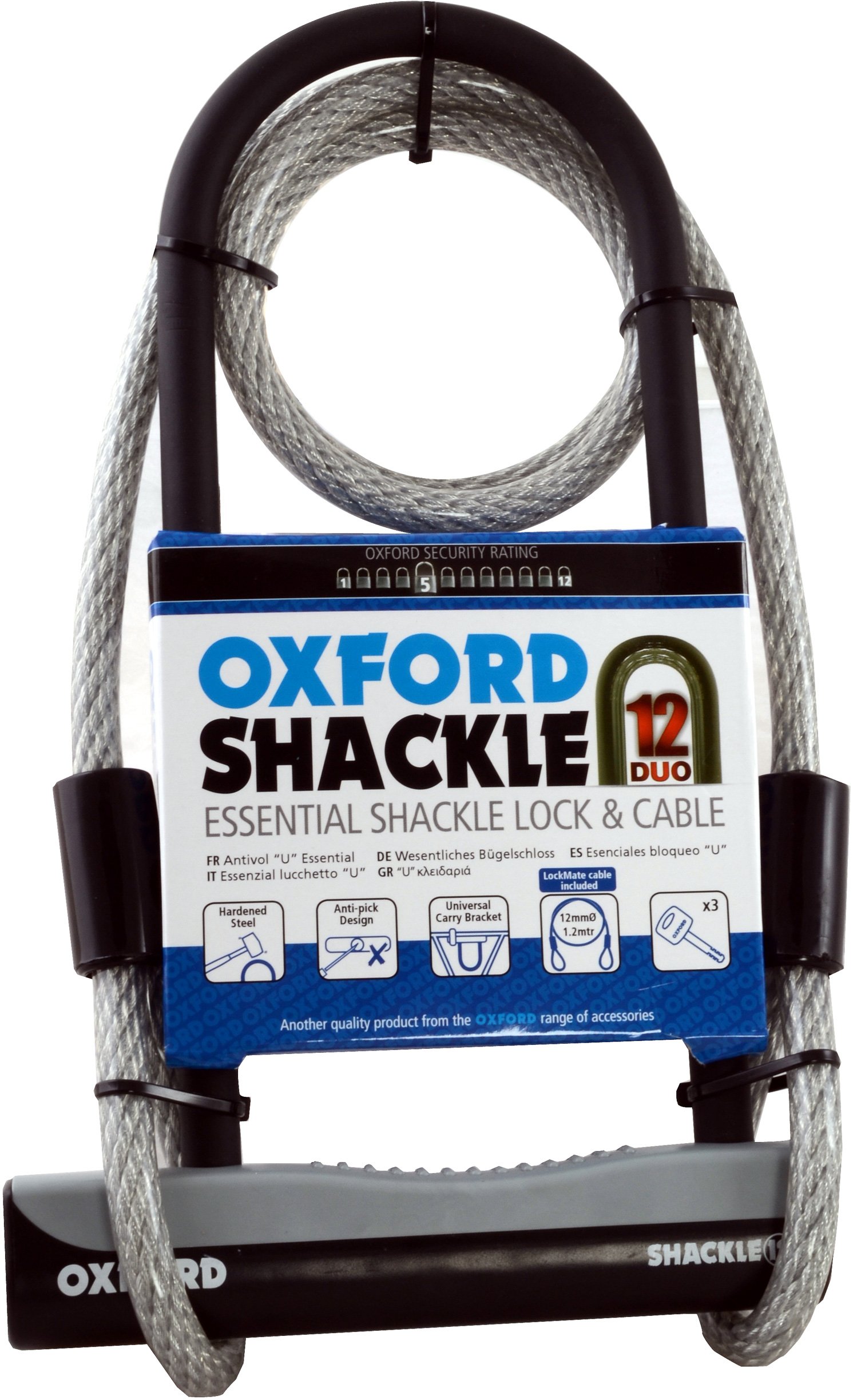 OXLK332 Oxford Shackle 12 Duo Lock & Cable