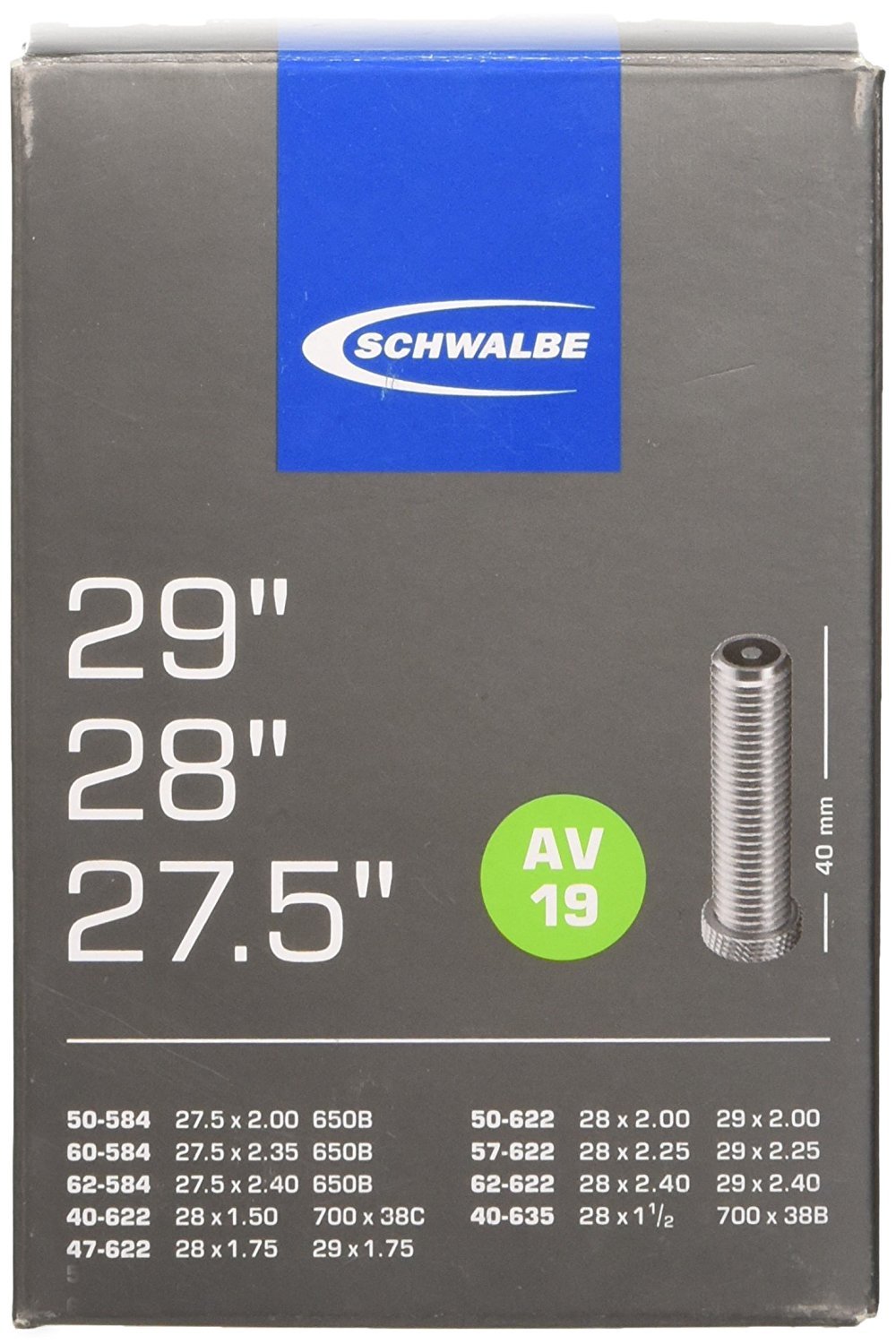 Schwalbe AV15 700C X 18/28 Inner Tube 40mm Schrader Valve
