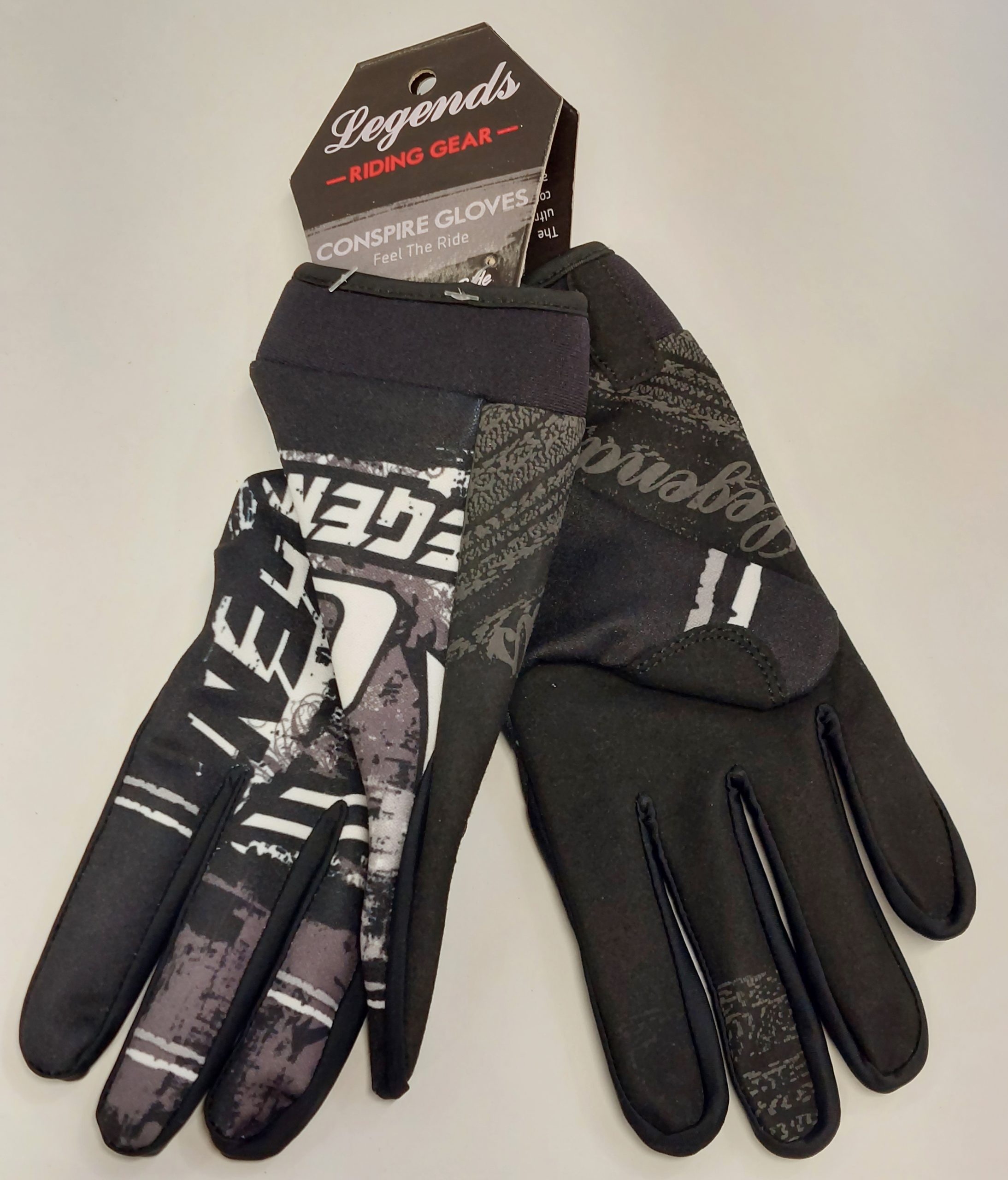 Legend Full Finger Winter Gloves - Medium - Blk/Wht