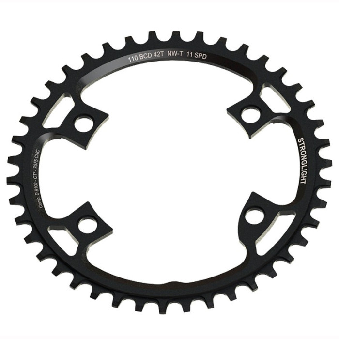 GR11042 Stronglight 42T Black 4-Arm Gravel Chainring: Shimano
