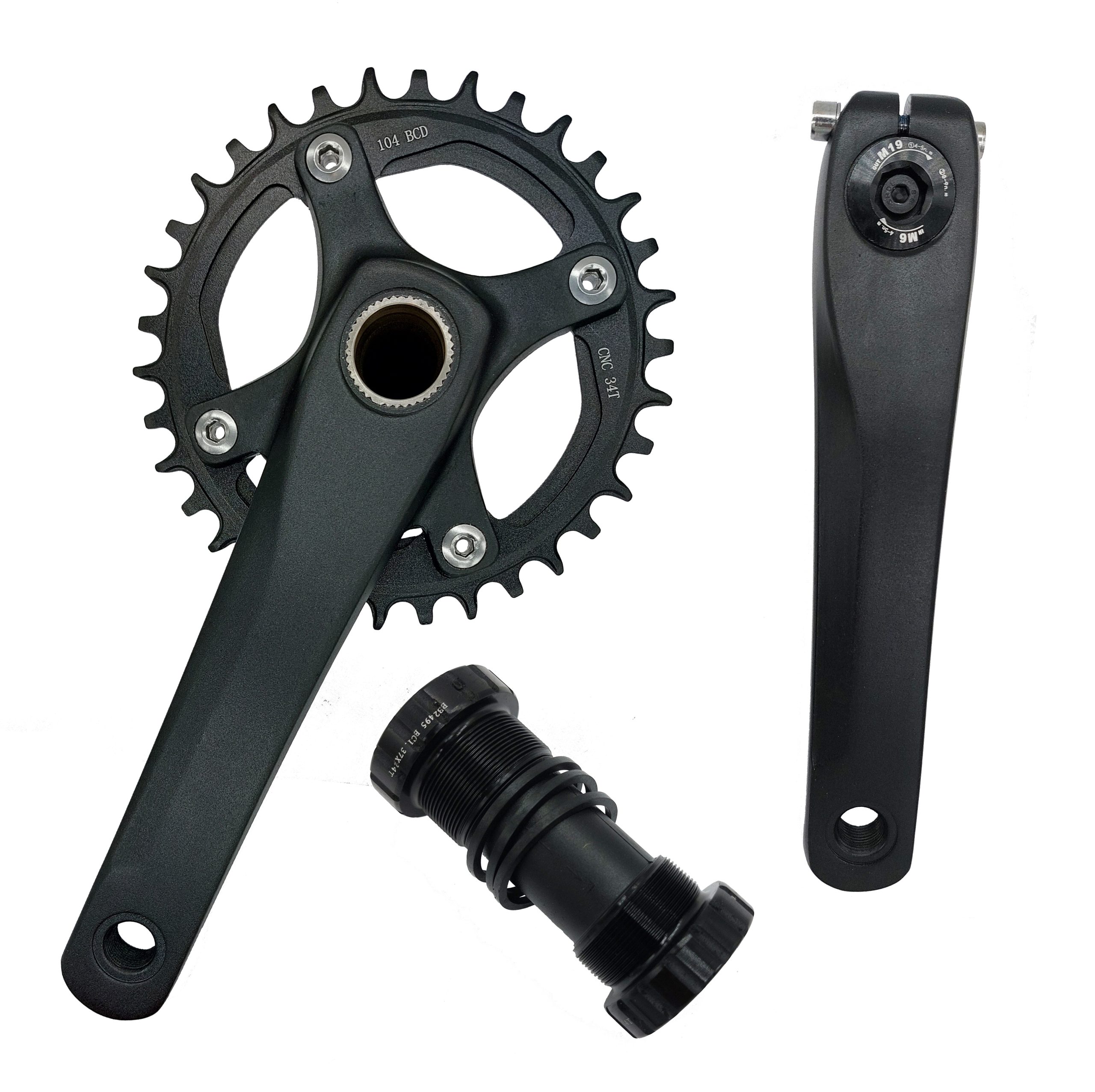 GTB Chainset With Hollowtech Bottom Bracket - 34T, Single